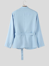 Men's Solid Hollow Out Waist Long Sleeve Casual Blazer SKUL28103