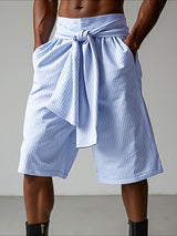 Mens Striped Tie Waist High-Waisted Casual Short SKUL20171