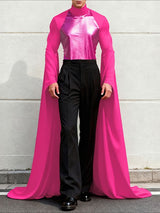 Men's Deconstructed Floor Length Hem Long Sleeve T-shirt SKUL48658