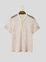 Mens Solid Color Sheer Mesh Short Sleeve T-Shirt SKUL09567