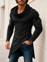 Men's Textured Long Hem Long Sleeve T-Shirt SKUL45221