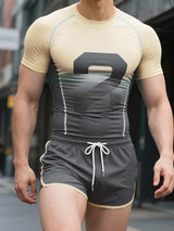 Men's Number Print Gradient Casual Two Pieces Outfit SKUL16791