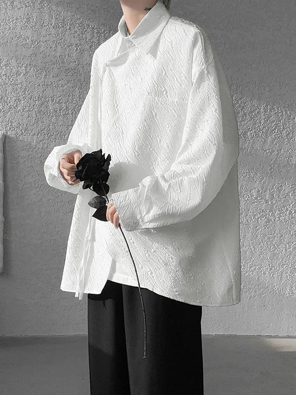 Men's Ribbon Texture Long Sleeve Shirt SKUL31941