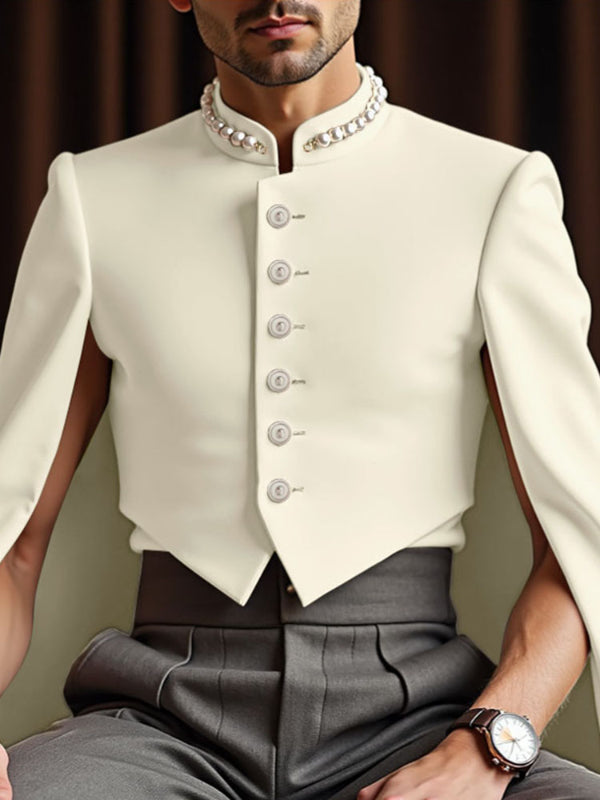 Men's Solid Color Split Long Sleeve Jacket SKUL29618