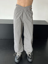 Mens Solid Cross Elastic Waist Drawcord Pants SKUK15245