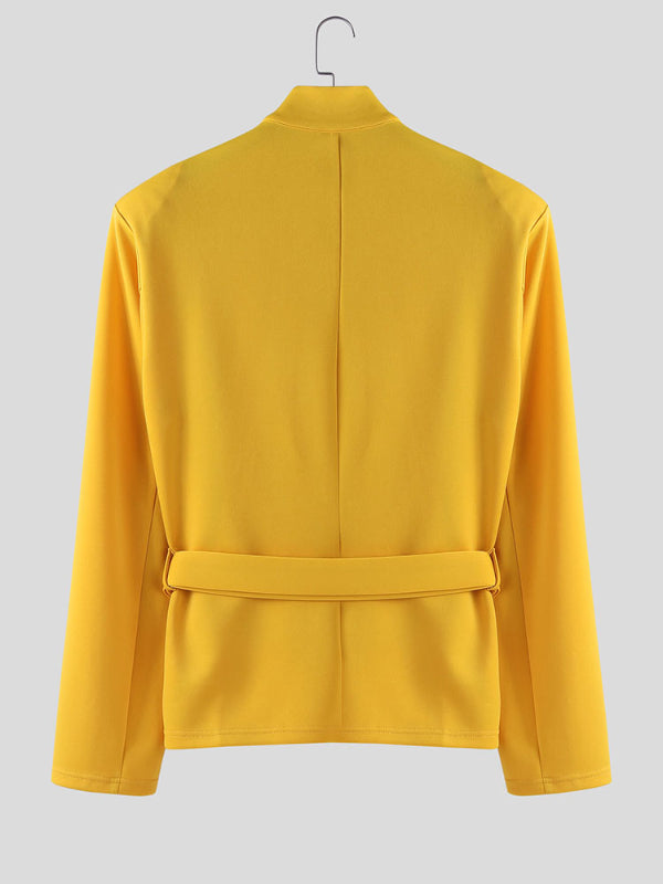 Men's Solid Color Hollow Out Long Sleeve Blazer SKUL27321