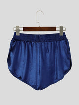 Men's Retro Sporty Beach Jogging Fluid Luster Curved Hem Running Short SKUL84065