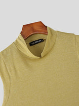 Men's Shiny Stand Collar Casual Tank SKUL51881