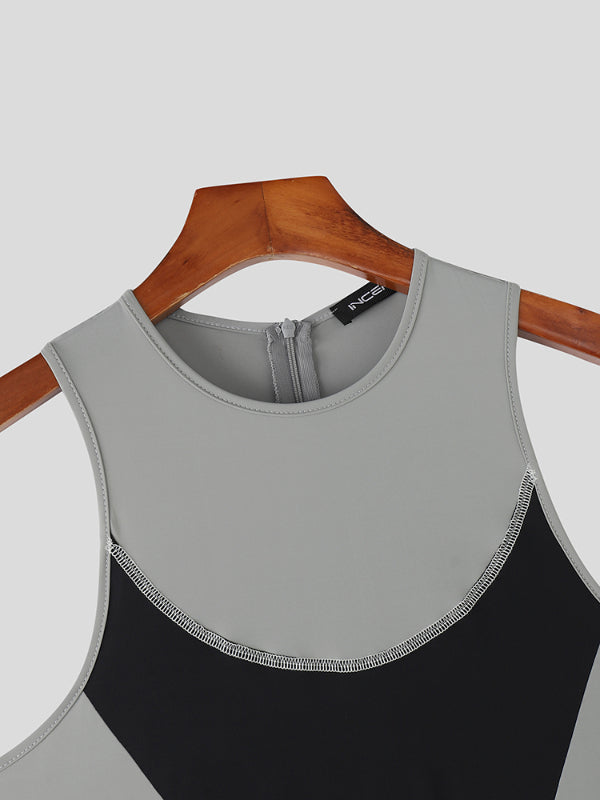 Men's Color Block Slim Fit Sleeveless Bodysuit SKUL14167