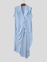 Men's Avant-Garde Asymmetric Draped Longline Blazer SKUL68220