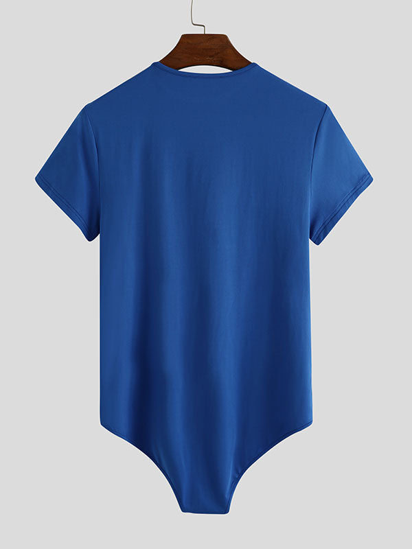 Mens Sexy Solid Color Slim-Fit Bodysuit SKUE53608