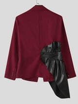 Men's Color Block Patchwork Ruffle Long Sleeve Blazer SKUL38940