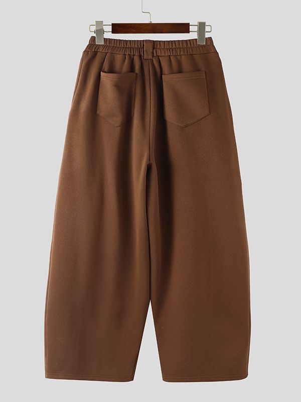 Men's Solid Color Pleated Loose Fit Wide Leg Pant SKUL50710