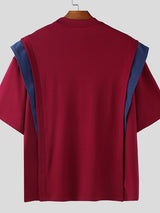 Men's Colorblock Loose Short Sleeve T-Shirt SKUL38095