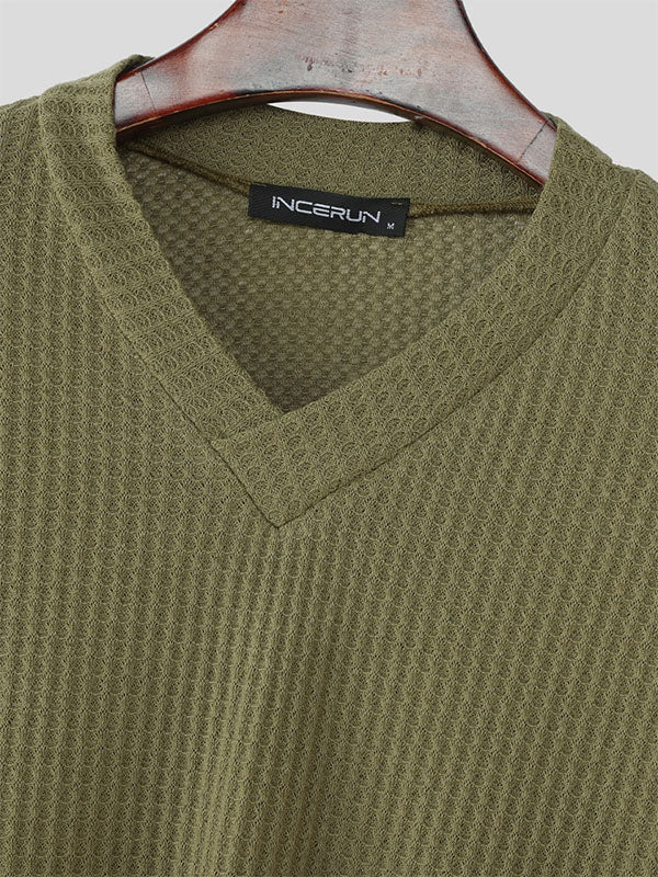 Mens Fringe Patchwork Textured Long Sleeve T-Shirt SKUL18775