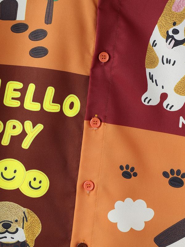 Men's Japanese Harajuku Playful Cartoon Print Short Sleeve Shirt SKUL72692