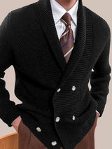 Mens Double-Breasted Knit Long Sleeve Cardigan SKUK78697