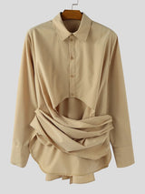 Men's Deconstructed Cinched Waist Long Sleeve Shirt SKUL39010