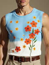 Mens Floral Print Knit Casual Tank SKUL15440