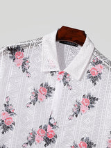 Mens Hollow See Through Floral Print Shirt SKUK51739