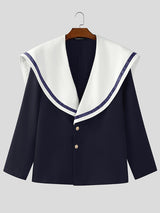 Men's Colorblock Sailor Collar Long Sleeve Jacket SKUL27430