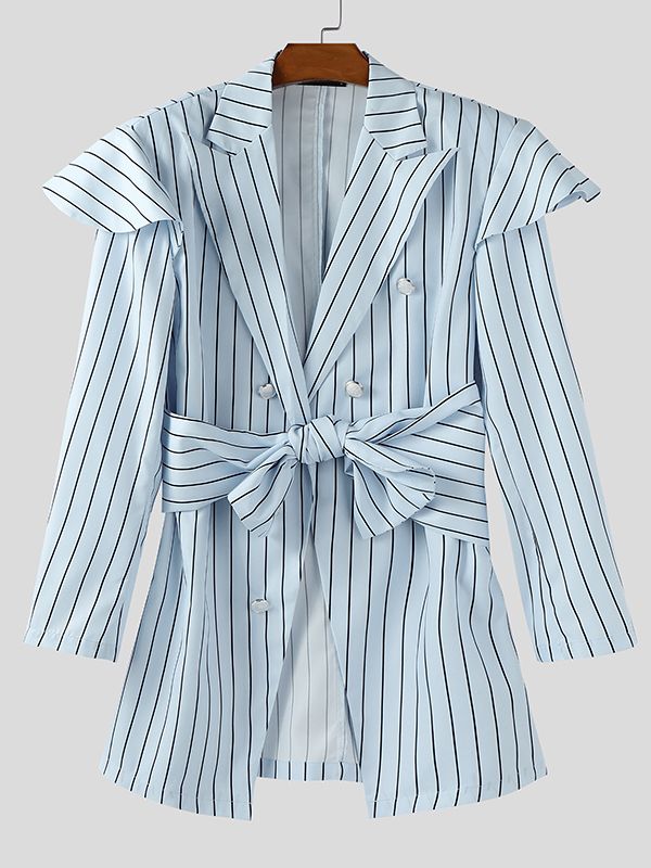 Men's Padded Stripe Casual Long Sleeve Blazer SKUL32753