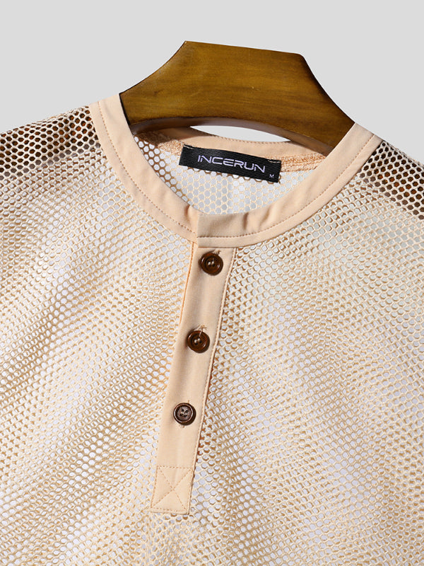 Mens Solid Color Sheer Mesh Casual Tank SKUL21145