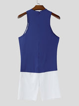 Men's Color Block Slim Sleeveless Bodysuit SKUL37279