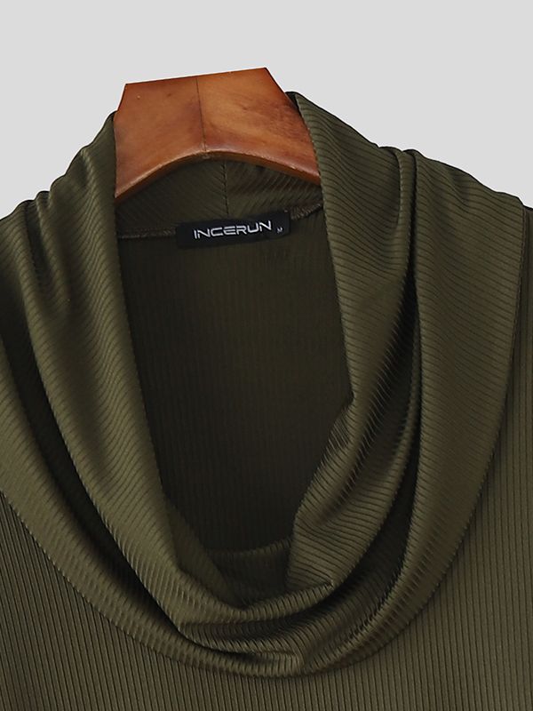 Men's Textured Long Hem Long Sleeve T-Shirt SKUL45221