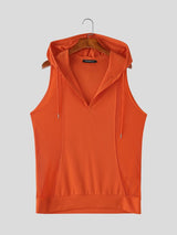 Men's Athletic Side Mesh Panel Deep V-Neck Hooded Tank SKUL73119