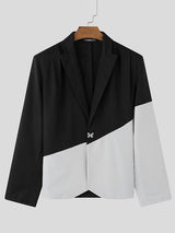 Mens Color-Block Patchwork Long-Sleeve Blazer SKUK80427