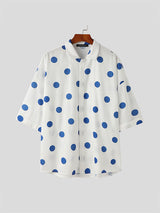 Mens Polka Dot Print Five Sleeve Shirt SKUK74701