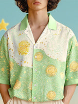 Men's Abstract Oil Painting Print Short Sleeve Shirt SKUL22786