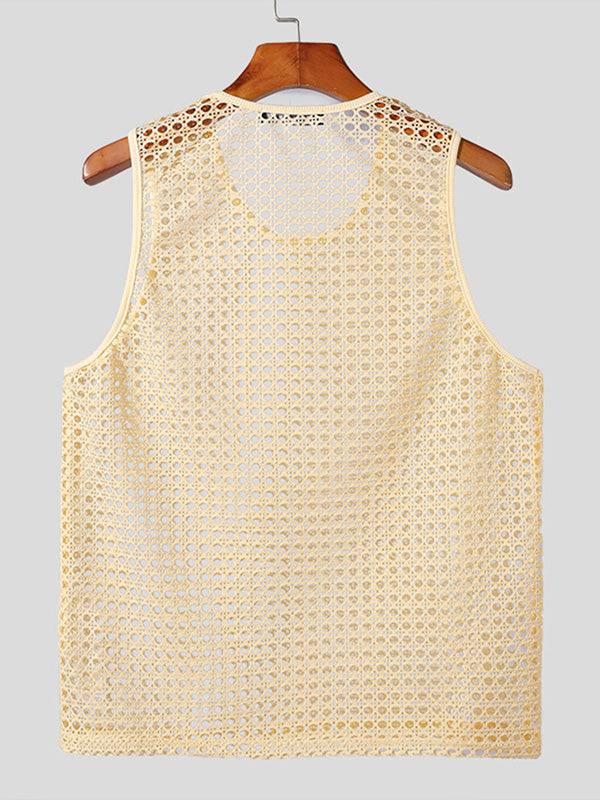 Mens Beach Style Mesh Sleeveless Tank SKUK67988