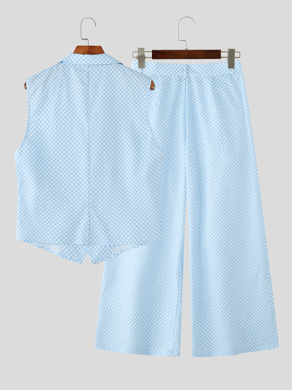 Men's Polka Dot Print Casual Two Pieces Outfit SKUL25091