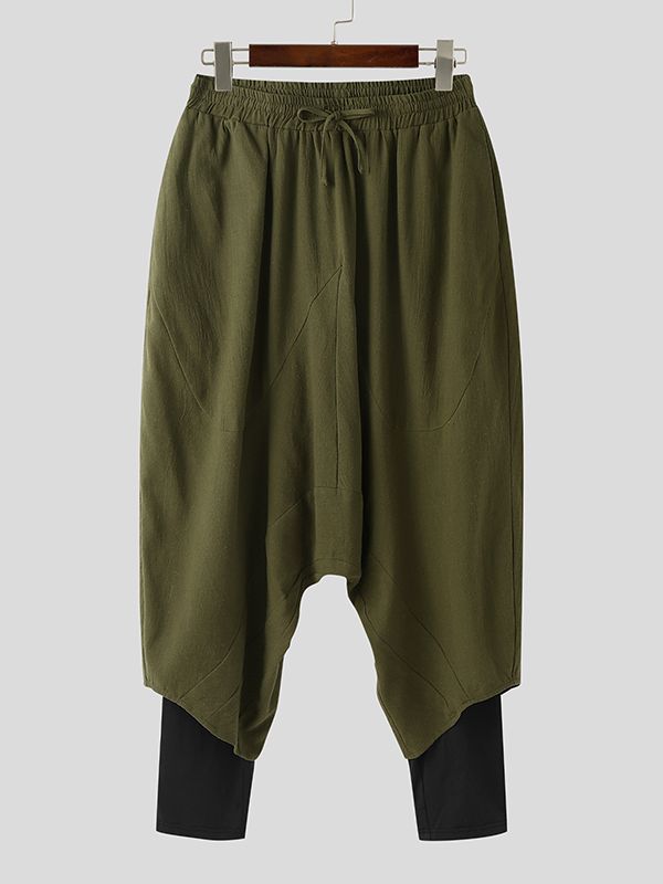 Men's Faux Two-Piece Patchwork Wide Leg Pant SKUL48587