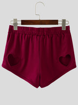 Mens Solid Color Heart Cut-Out Casual Short SKUL18886