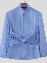 Men's Twist Multi Button Striped Long Sleeve Blazer SKUL33049