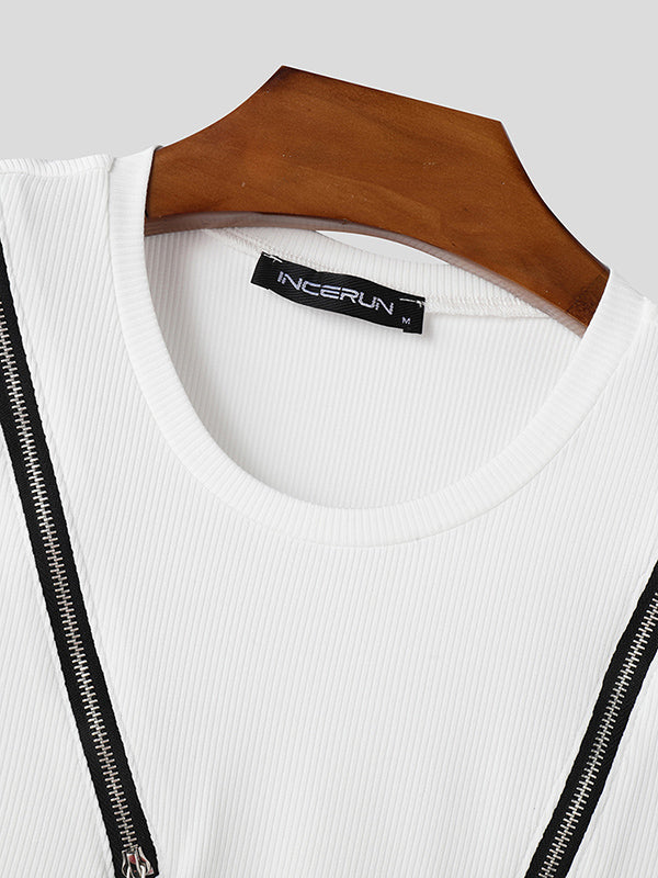 Mens Textured Zip-Up Sleeveless Tank SKUL01069