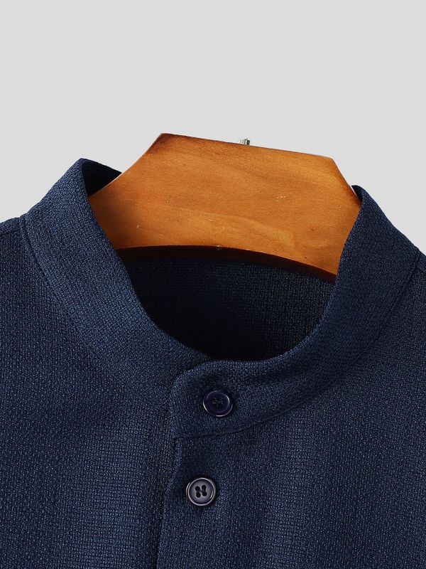 Men's Vintage Modern Chinese Mandarin Collar 3D Applique Rose Cropped Short Sleeve Shirt SKUL73660