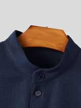 Men's Vintage Modern Chinese Mandarin Collar 3D Applique Rose Cropped Short Sleeve Shirt SKUL73660