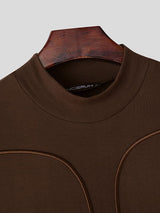 Men's Muscle Outline Print Contrast Color Long Sleeve T-shirt SKUL37697