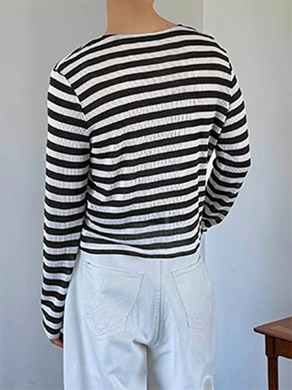 Mens Striped Knit Long Sleeve T-Shirt SKUL22817