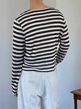 Mens Striped Knit Long Sleeve T-Shirt SKUL22817