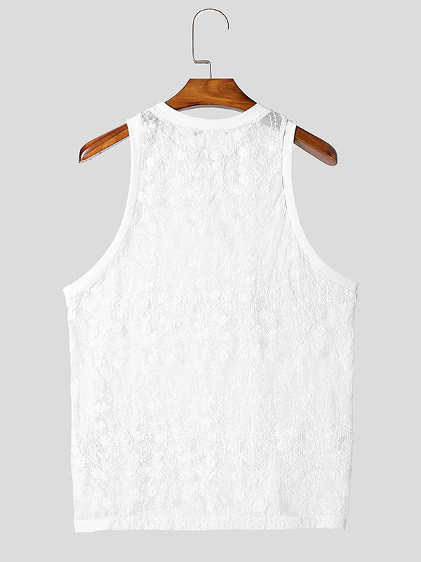 Mens Solid Color Sheer Mesh Tank SKUK95740