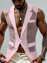 Men's Sheer Striped Casual Waistcoat SKUL19008