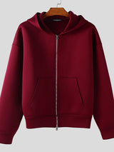 Men's Solid Color Zip Long Sleeve Hoodie SKUL36617