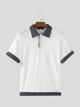 Mens Plaid Colorblock Short Sleeve Shirt SKUL10742