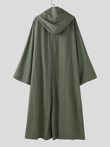 Men's Solid Hooded Loose Long Sleeve Cardigan SKUL32841