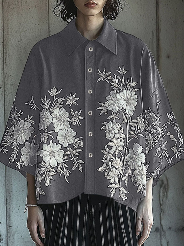 Mens Floral Print 3/4 Sleeve Shirt SKUL02371